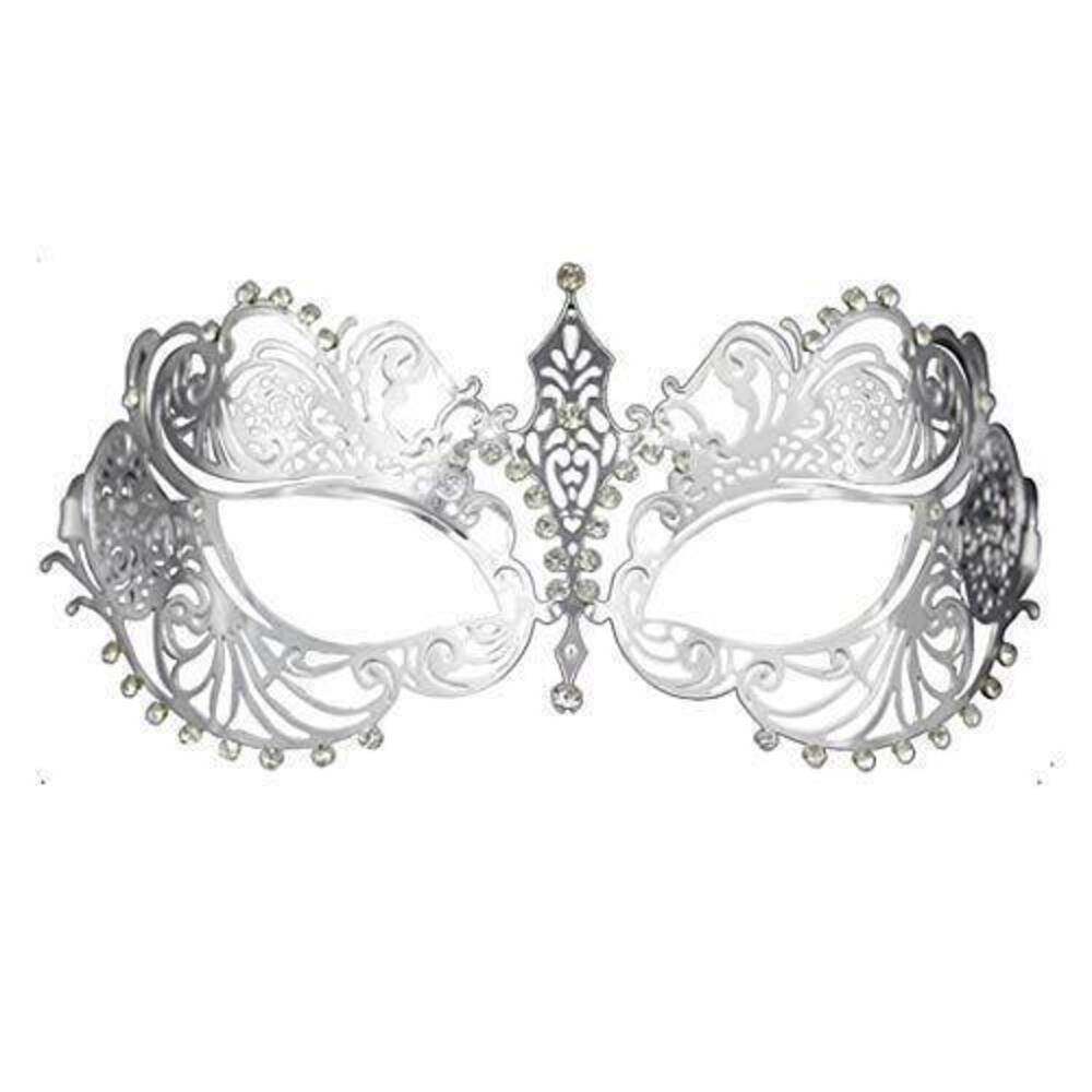 1149 Laser Cut Metal Venetian Halloween Mardi Gras Party Mask Silver